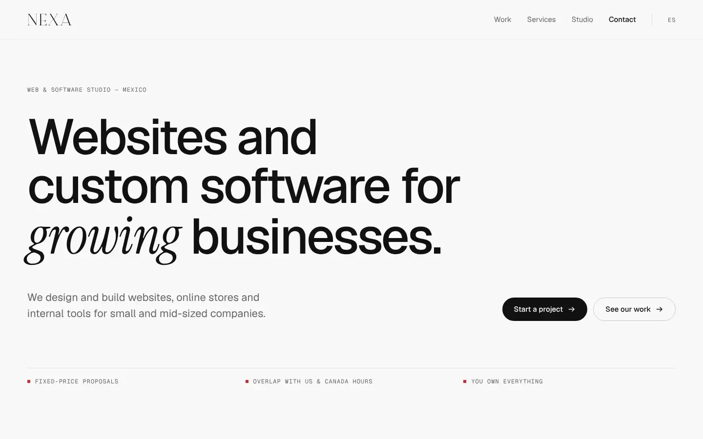 The NEXA home page